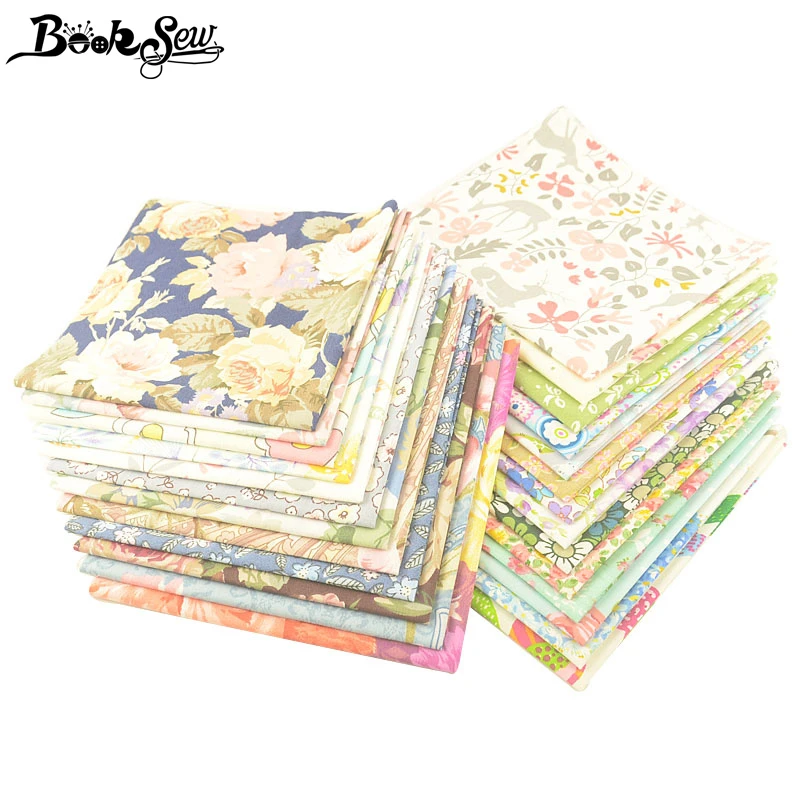 Booksew 32x3 2 cm/sztuk 100% bawełna tkanina w kwiaty Fat Quarters tkaniny, tkanina patchworkowa dla DIY szycia, rękodzieła, Scrapbooking