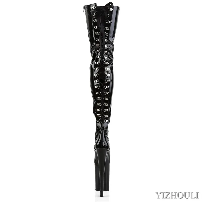 9 inches above the knee and thigh high boots 23 cm heels for women, after the thin belt sexy club pole dancing boots