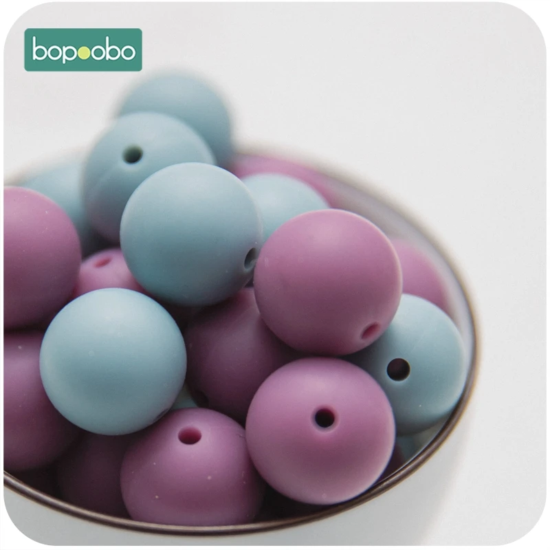 Bopoobo 12/15/20mm 10pc Silicone Beads Food Grade Baby Teething Beads DIY Nursing Bracelet Silicone Tiny Rod DIY Baby Teether