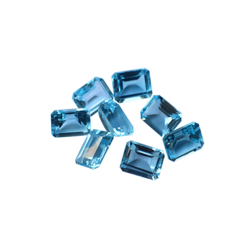 Ffgem natural suíço azul topázio aquamarine pedra preciosa solta retângulo 4*6mm diy para prata anel de ouro brinco montagem jóias finas