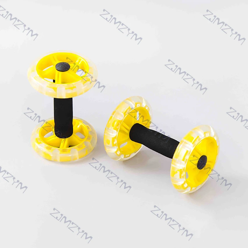 2Pcs/Pack Ab Double Wheels Roller Stretch Elastic Resistance Coaster Exercise Abdominal Muscle Wheel Rollers Fitness Equipment