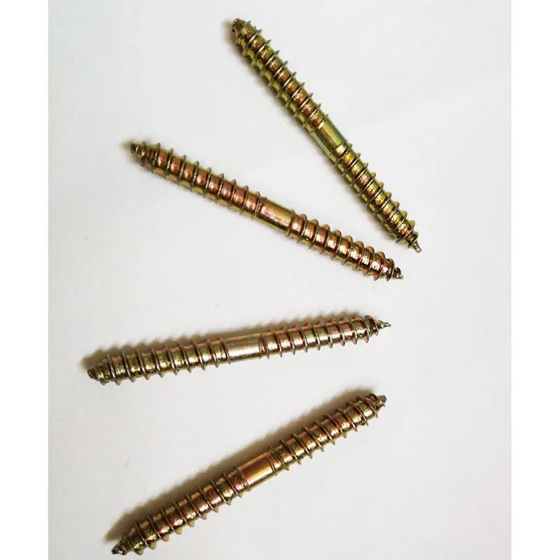 M4/M5/M6/M8/M10plated Zinc Carbon Steel Double Ends Self-tapping Furniture Screw Connector  Dowel Wookworking731