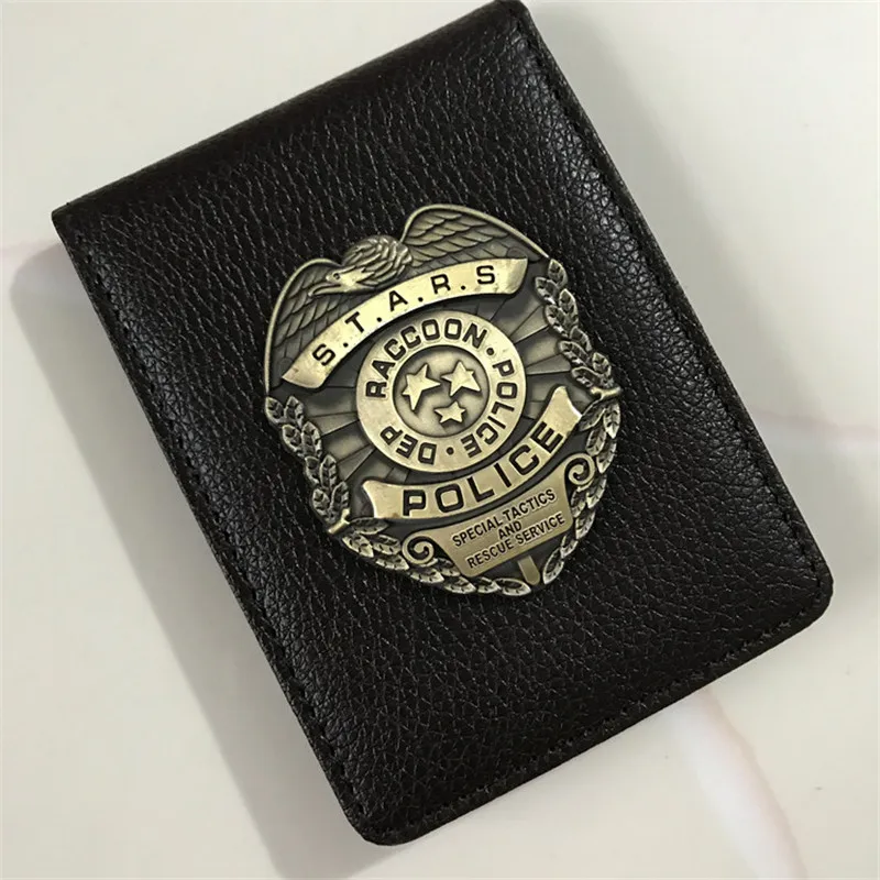 

Cosplay Stars RACCOON Dep Metal Badge Leather Case Holder ID Cards Driving Wallets Holder Case Cosplay Props