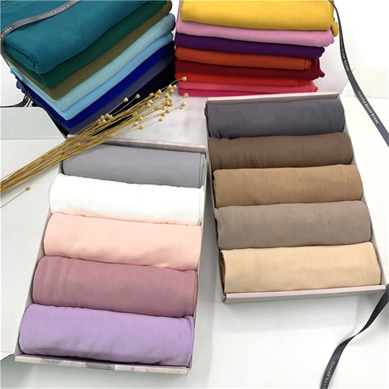 Plain Jersey Hijab Scarf Soft Elastic Muslim Women Cotton Modal Long Scarves Headband Turban Shawl Islamic Headscarf Head Wraps