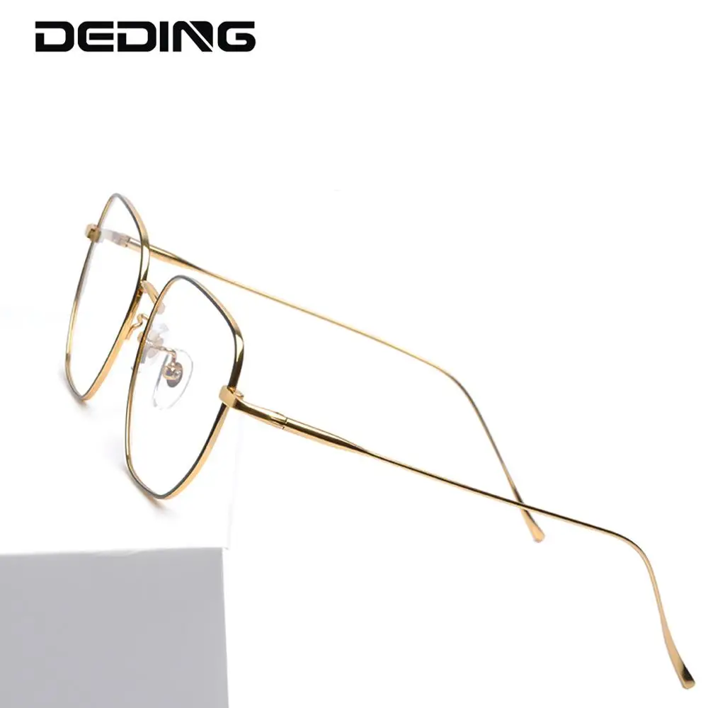 Pure Titanium Glasses Frame Women Polygon Ultralight Eyeglasses Prescription Men Myopia Optical Frame Eyewear DD1537