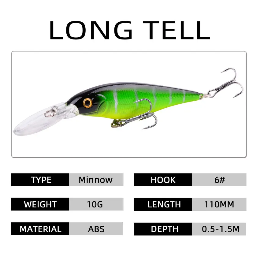 NEW 11cm 10.5g Hard Bait Minnow Streak Fishing Lures Bass Fresh Water Hook Diving Perch Wobbler Swimbait Fishing Tackle