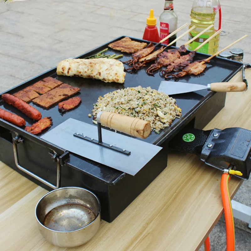 Teppan Teppanyaki Spezialausrüstung für die kommerzielle Teppanyaki-Tintenfisch-Snackverarbeitung Gasheizung Eisenplatte