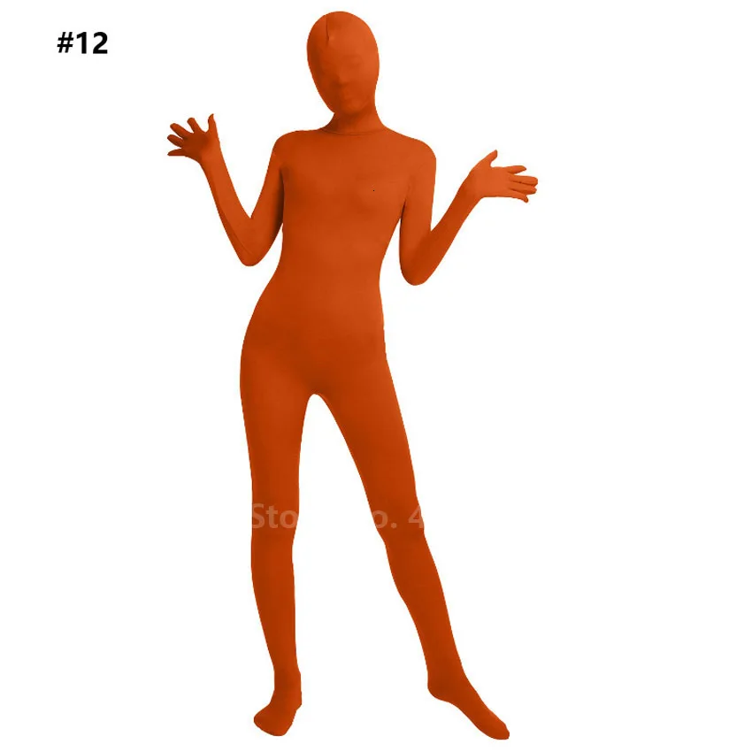 Halloween Cosplay Costume Anime Unisex All-Inclusive Pure Color Tight Jumpsuit Second Skin Suit Stage Zipper Bodysuit