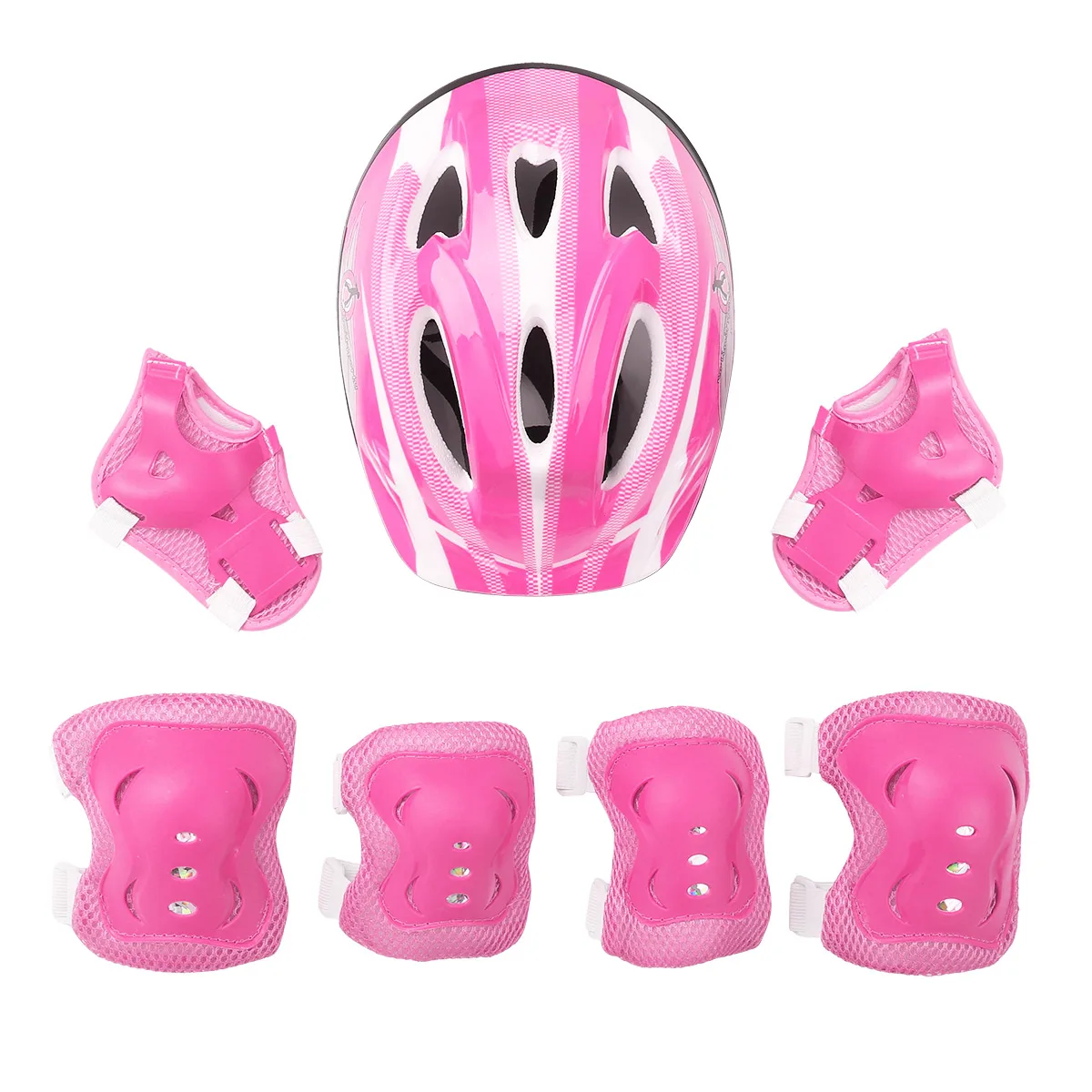 7Pcs/set Kids Boys Girls Protective Gear Outfit Adjustable Helmet with Knee Pad Elbow Wrist Guards Roller Skates Cycling Sports