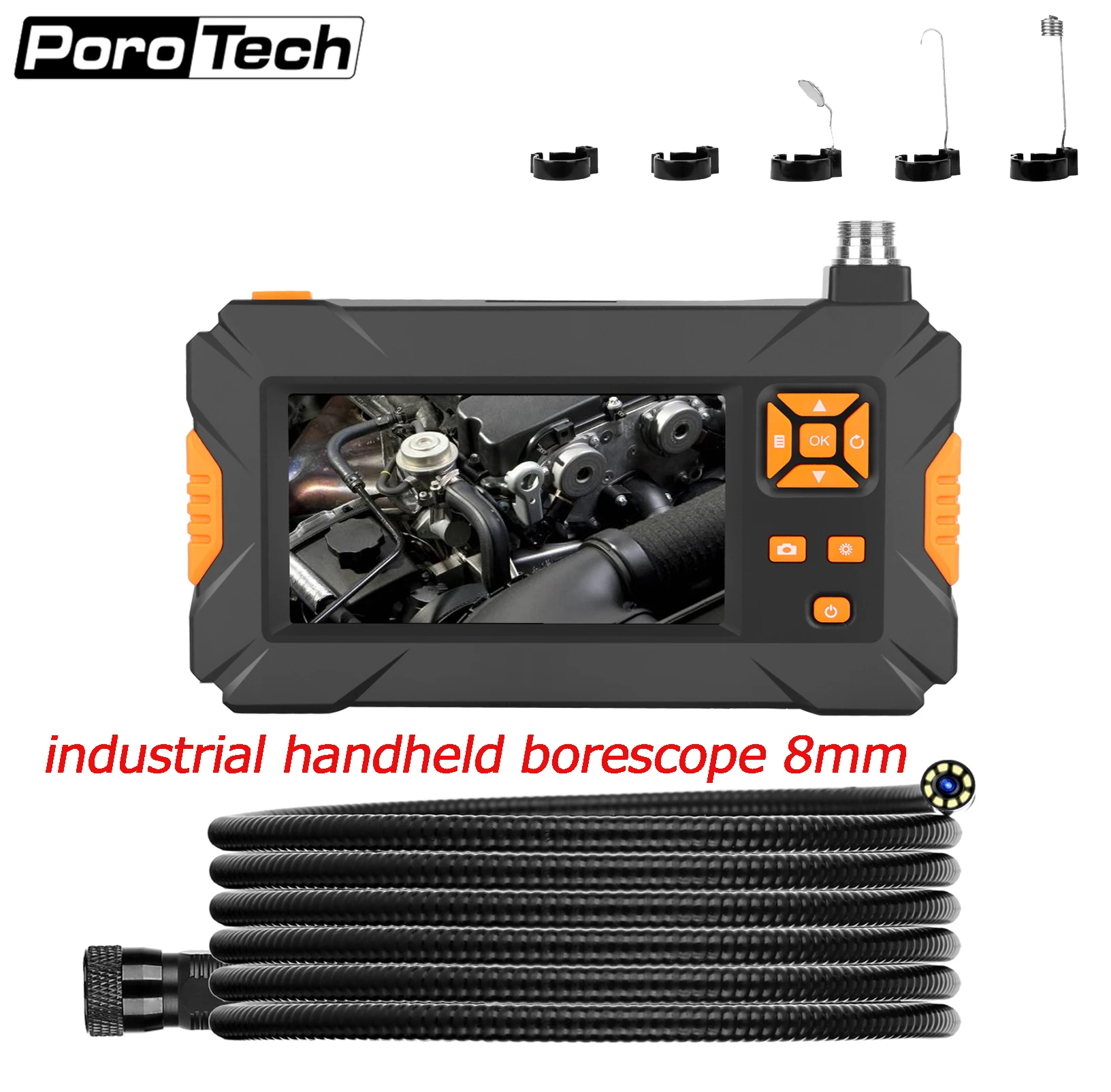 

8MM 1080P 2.0MP HD Borescope Camera IP67 Waterproof 4.3 Inch LCD Screen Snake Camera Video Inspection Camera with 8 LED