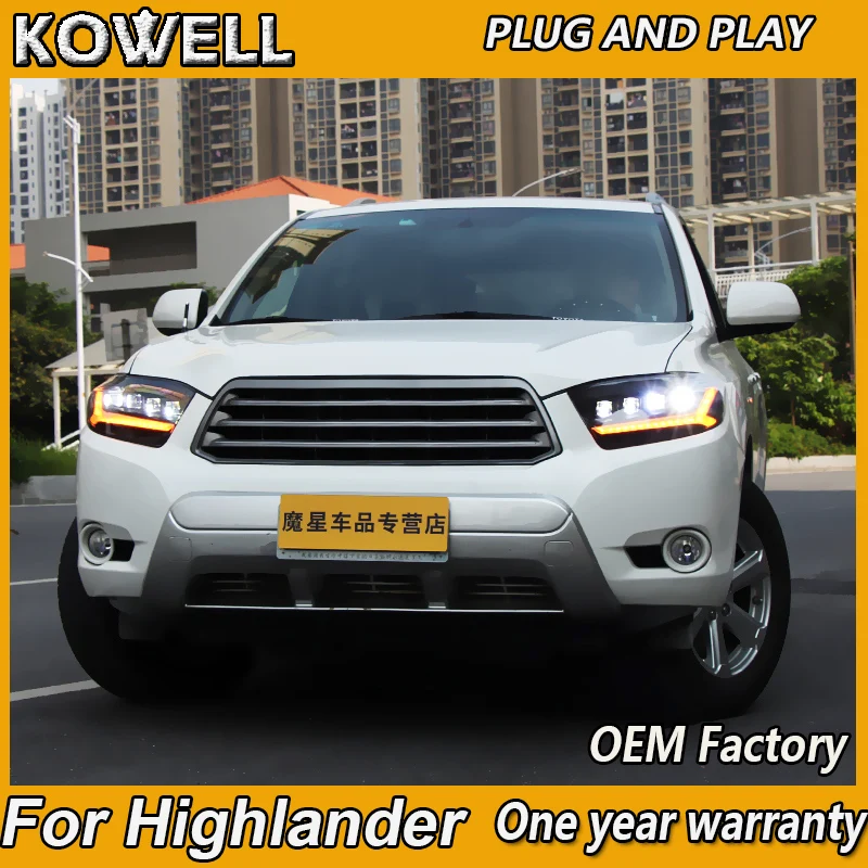 Car Styling-dla Toyota Highlander Headlights 2009-2011 Highlander Head Light DRL Lens Double Beam H7 HID Xenon Bi Xenon Lens