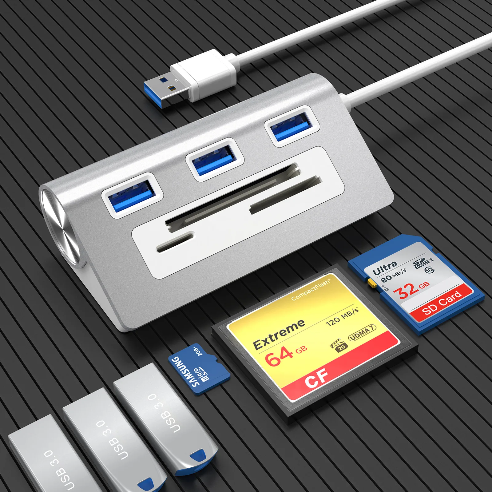مُحَوِّل بطاقة USB 3.0 بثلاثة منافذ – أفضل حل لقراءة البطاقات بسرعة وموثوقية