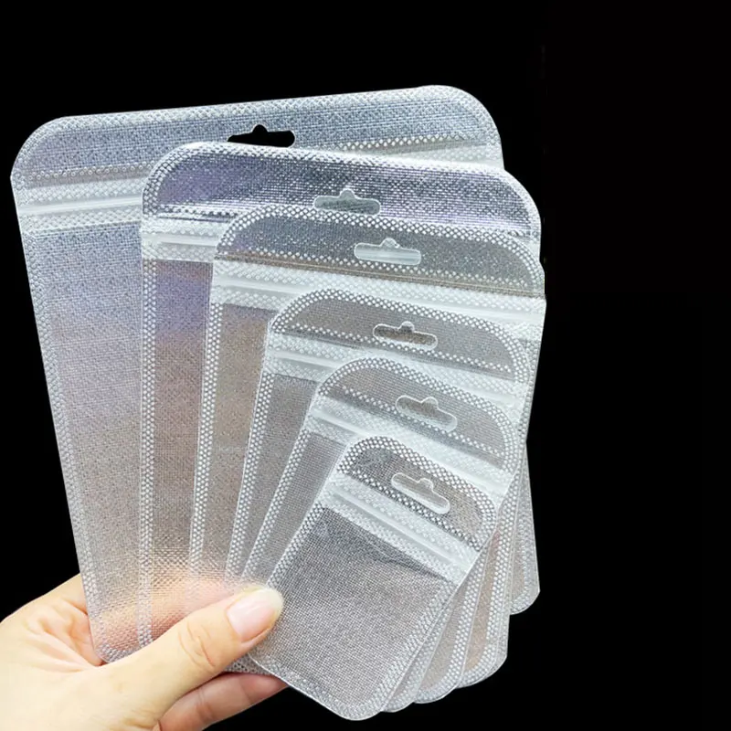 50pcs Thicken Self Sealing OPP Bags Transparent Plastic Storage Pouch with Hang Hole for Jewelry Retail Display Packaging