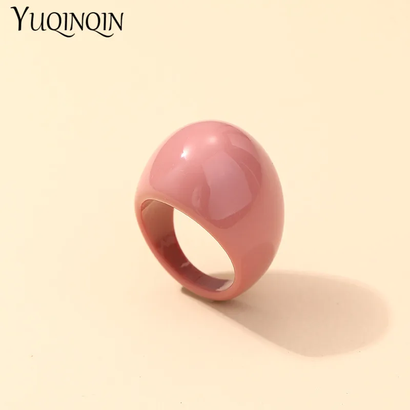 Large Cute Sweet Acrylic Rings For Teen Girls Big Colorful Resin Finger Rings For Women Minimalist Multicolor Fashion Rings