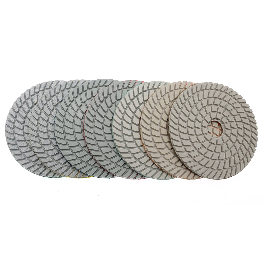 7PCS 5 Inch Diamond Wet Polishing Pad White 125mm Flexible Grinding Wheels  for Granite Marble Stone Spin Type Sanding Disc