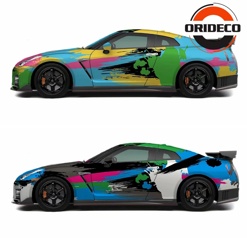 

1.52X5/10/15/20/25/30M New Arrival Rainbow Color Camo Vinyl Film Colorful Camo Vinyl Foil DIY Full Car Decals Car Styling