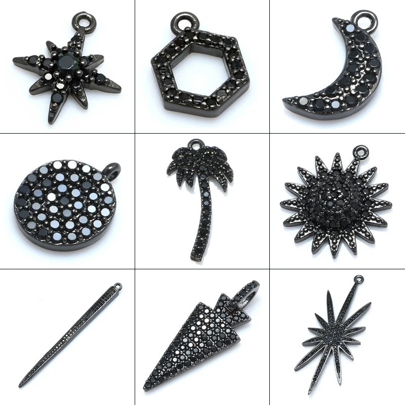 Black Sun Flower Charms Pendants Accessories for Man Woman Earrings Jewelry Making Jewelry Findings