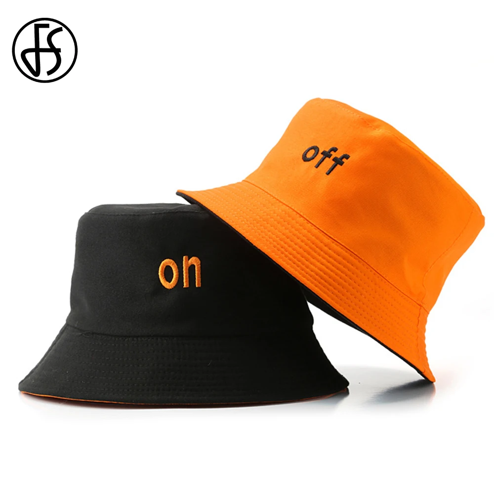 

FS Orange Bucket Hats For Men Women Summer Cotton Streetwear Hip Hop Panama Cap Double-sided Sunshade Fisherman Hat Bob Homme