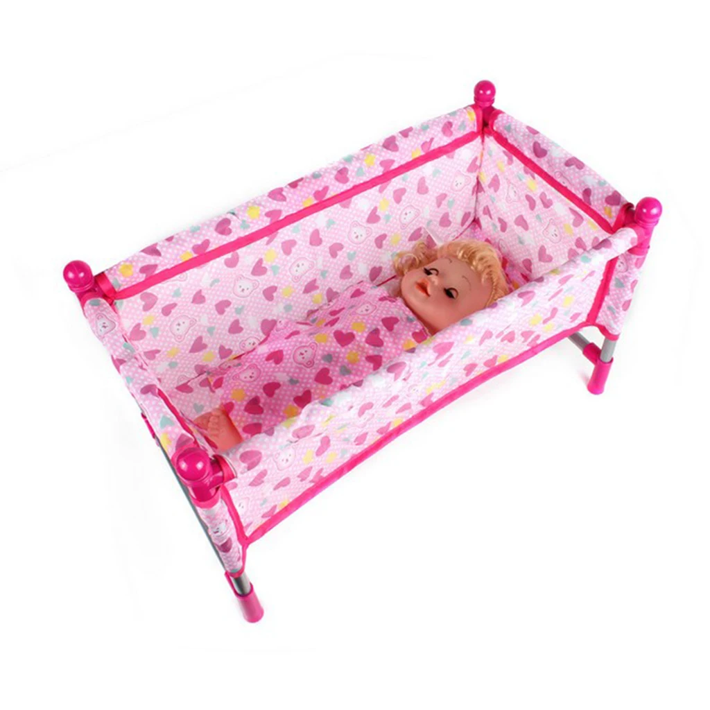 Modelo de cama de cuna para bebé, muebles de simulación, decoración de habitación para niños pequeños de 9 a 12 pulgadas, 45x23x22cm