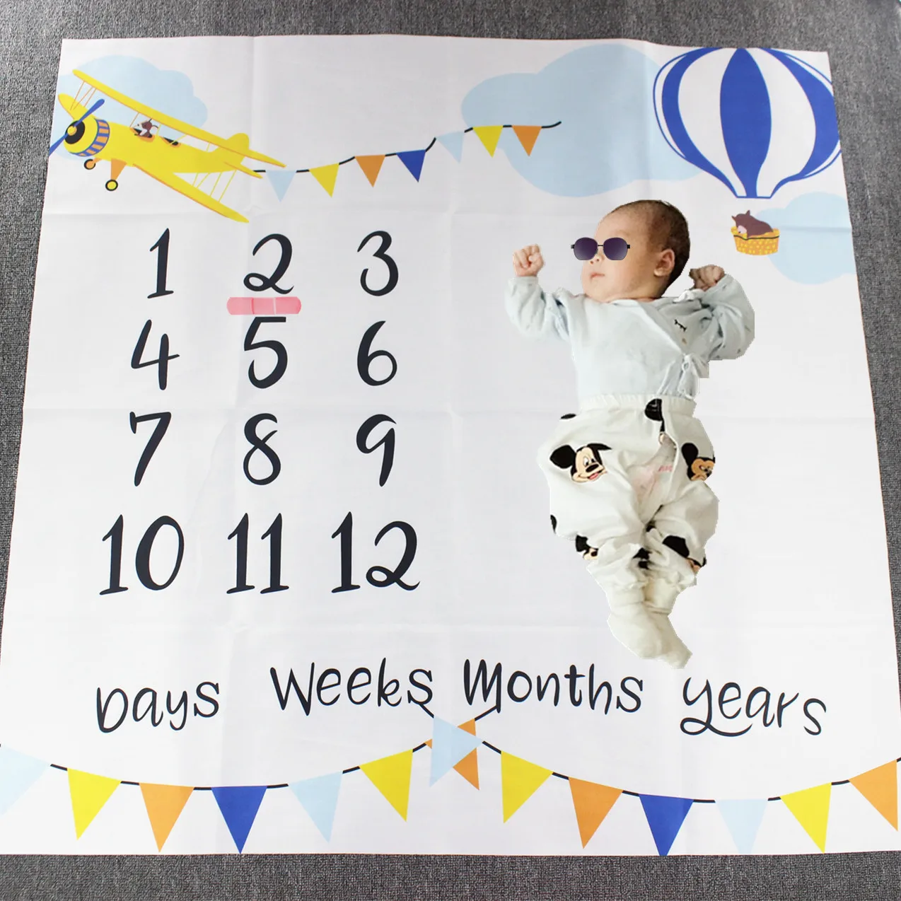 Newborn Baby Photography Mat Monthly Growth Milestone Blanket Photography Props Background Cloth Commemorate Rug