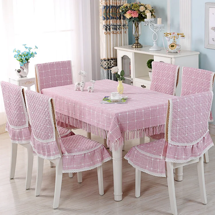 

New Floral Print Lace Europe Cotton Home Kitchen Party Tablecloth Set Suit Table-cloth Rectangular Round Table Cloth Chair Cove