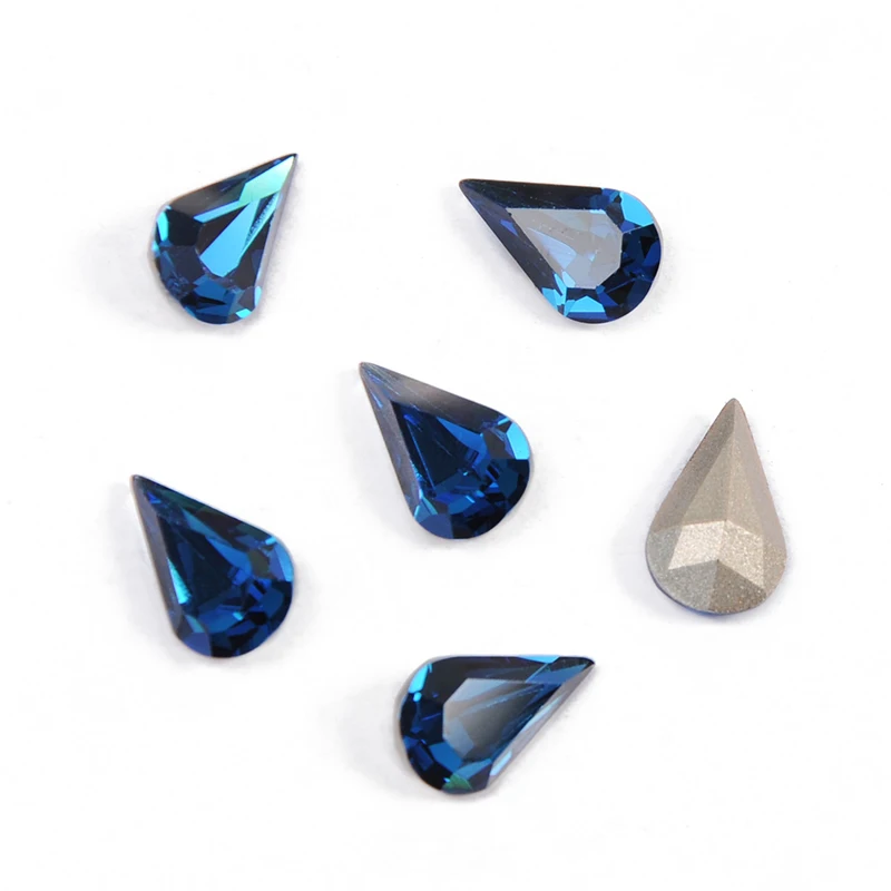 YANRUO 4300 Pear Shaped Glitter Strass Crystal Fancy Stones Craft Gems Point Back Sew On Rhinestones For Dress Decoration