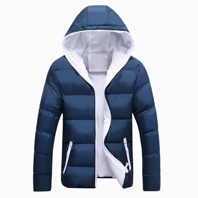 Autumn and Winter New Men\'s Cotton-padded Jacket with Hooded Couples Cotton-padded Jacket Parkas