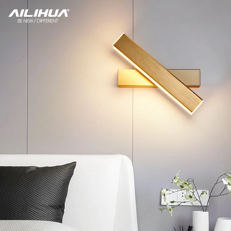 

Wall lamp modern creative bedside lamp bedroom study living room with switch personality Nordic simple rotary wall lamp