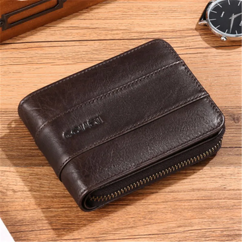 

Genuine Leather Men Wallets Short RIFD Wallet Driver's License Purse Card Holder Casual Men's Coin PurseBilletera Hombre Cartera