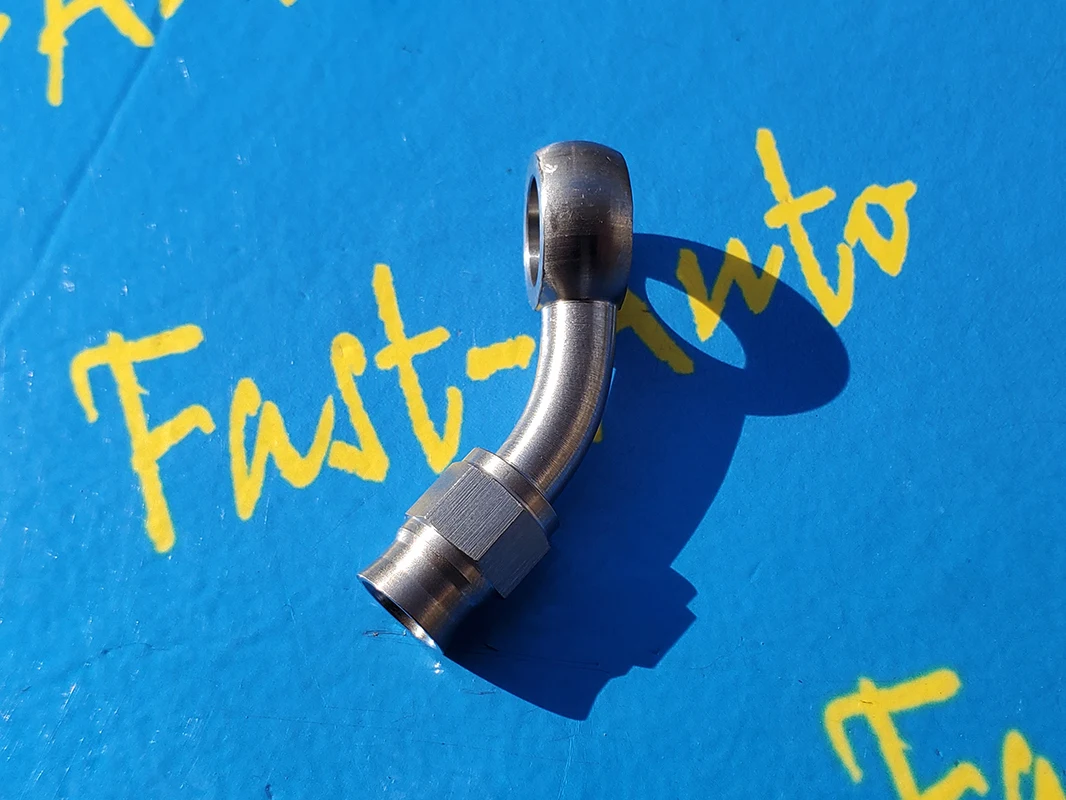 

Stainless Steel 3/8"-24unf AN3 3an 45degree to Banjo Adaptor10.2mm ptfe tpfe brake hose Fitting ends
