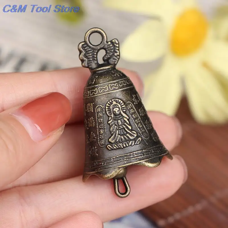 Antique Bell Chinese Mini Sculpture Pray Guanyin Buddha Bell Shui Feng Bell