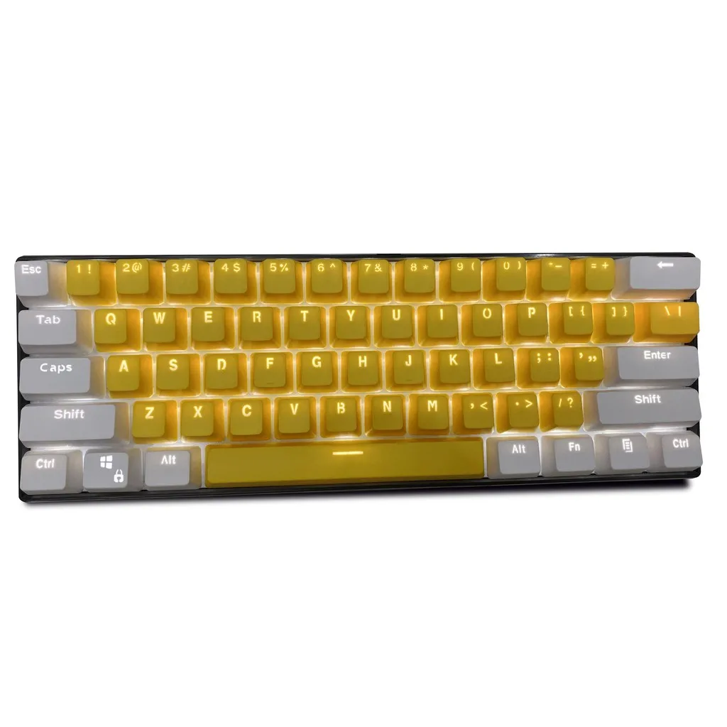 Teclas blancas y amarillas, 61 teclas retroiluminadas GH60 / RK61 / ALT61/Annie/Teclado mecánico de dos colores PBT para teclado de póquer