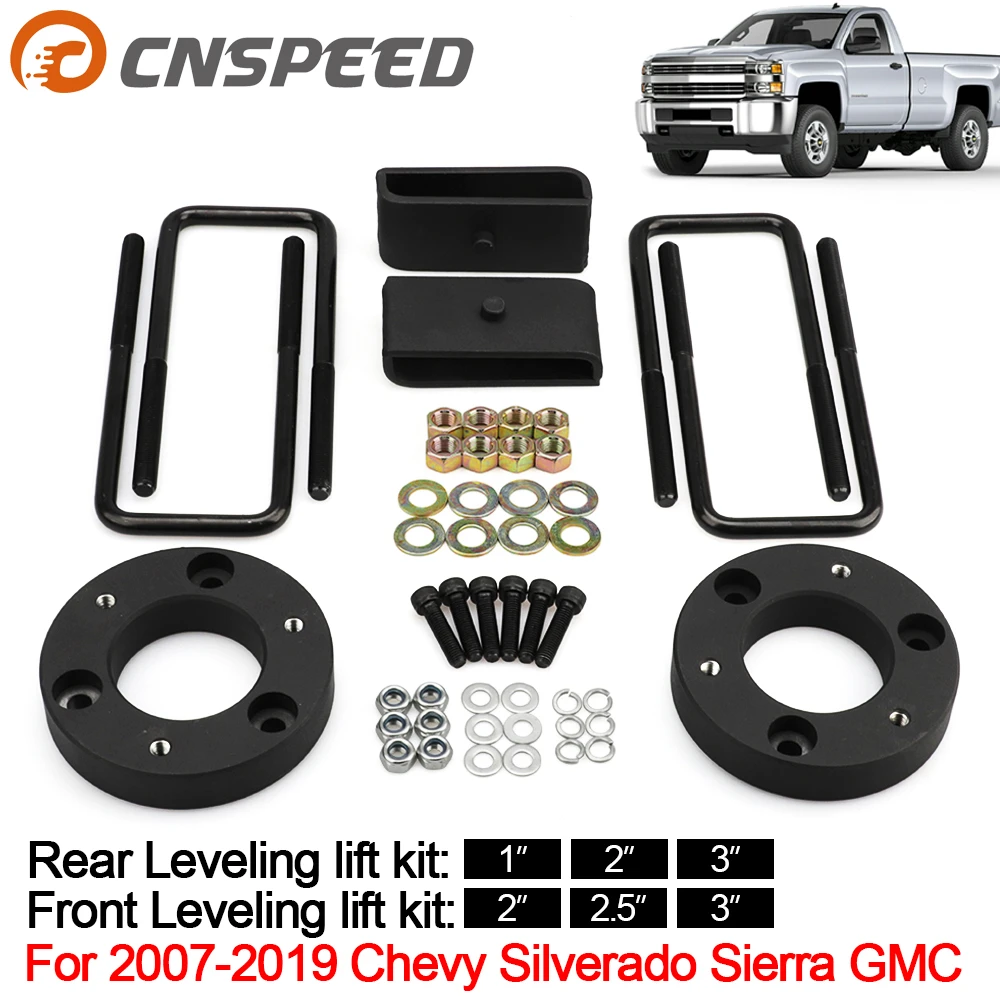 

Front Rear Leveling Lift Kit 2WD 4WD Strut Spacers Adjust Lift Kit for 2007 2008 2009 2010-2019 Chevy Silverado Sierra GMC