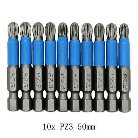 10PCS 50mm Non Slip Magnetic Screwdriver Bits Set Single Head PH1 PH2 PH3 PZ1 PZ2 PZ3 Electrical Tools For Electricians Power