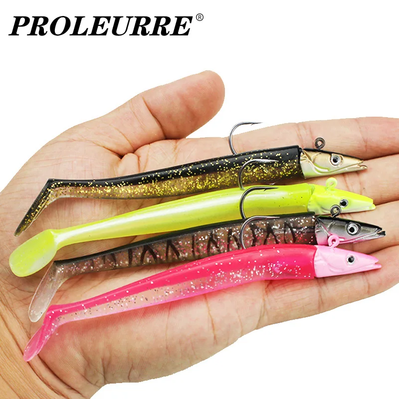 1Pcs Black Minnow Jig Head Fishing Lure 12cm 16g Pike Bass Fishing Pesca Shad Soft Bait Boat Code Seabass Bait For Zand Tackle