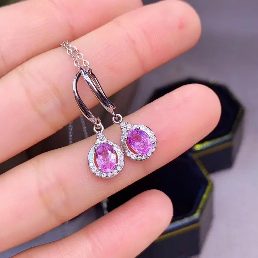 

100% Natural Real Sapphire Earrings 925 Sterling Silver Fine Elegant Jewelry for Women Earring