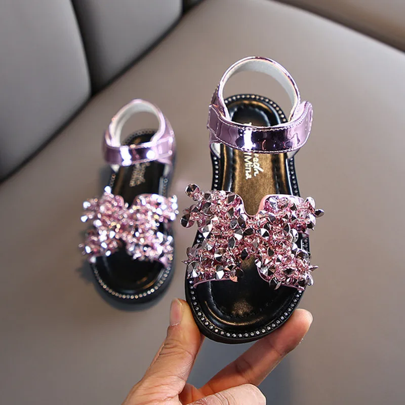 New Sandals Baby Girls Shoes Summer Diamond Sandals Princess Shoes for Girls Kids Sandals for Open Toe Kids Party Shoes