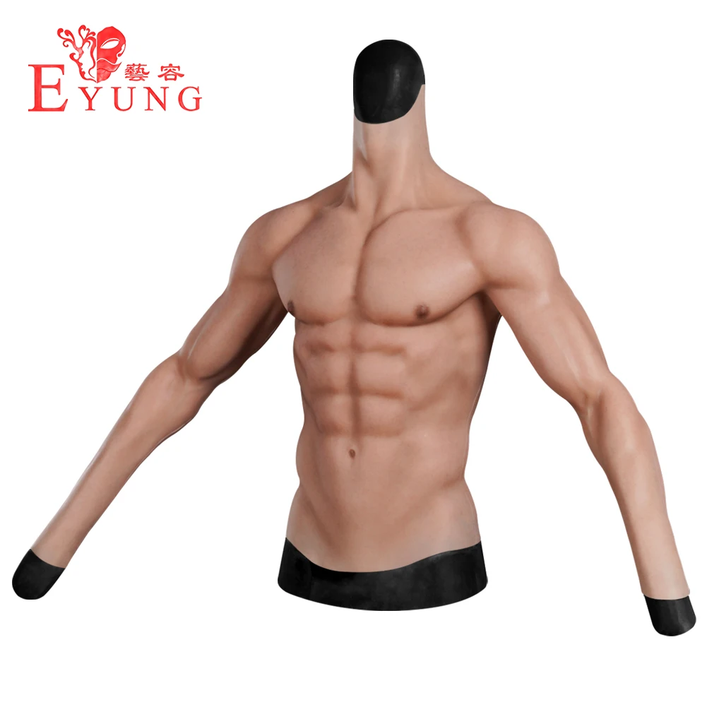 EYUNG High End Silicone Chest With Arms False Chest Fake Muscle Chest Can Do Back Zip Male Muscle Suit Cosplay Costumes Cosplay