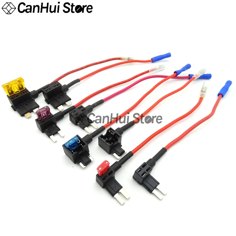 12V Mini Small Medium Size Car Fuse Holder Add-a-circuit TAP Adapter with 10A Standard ATM Blade Fuse Take Electrical Appliances