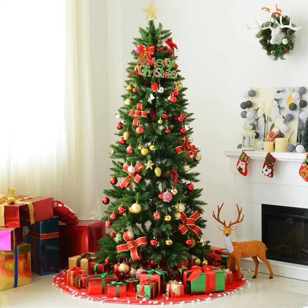 HOMCOM Artificial Christmas tree tree with stand 210cm 865 branches PVC Green