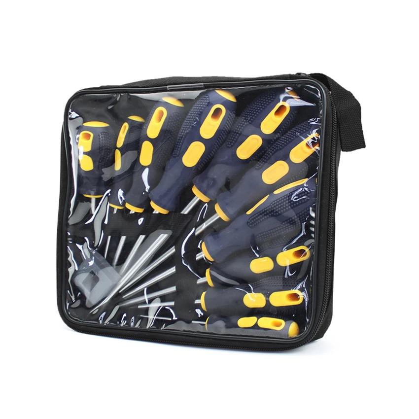 Set di cacciaviti, assortiti, 10 pezzi, cacciaviti magnetici Set di cacciaviti a croce/scanalati con magnetizzatore, borsa per il trasporto