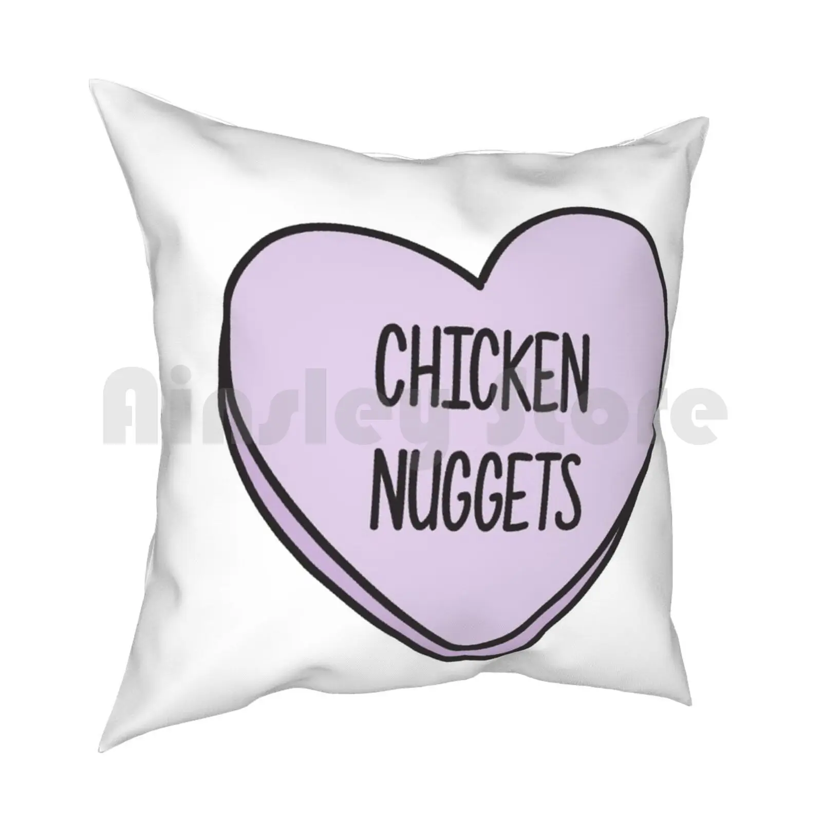 Chicken Nugget Love Pillow Case Printed Home Soft Throw Pillow Chicken Nugget Heart Cute Girly Purple Funny Sassy Love