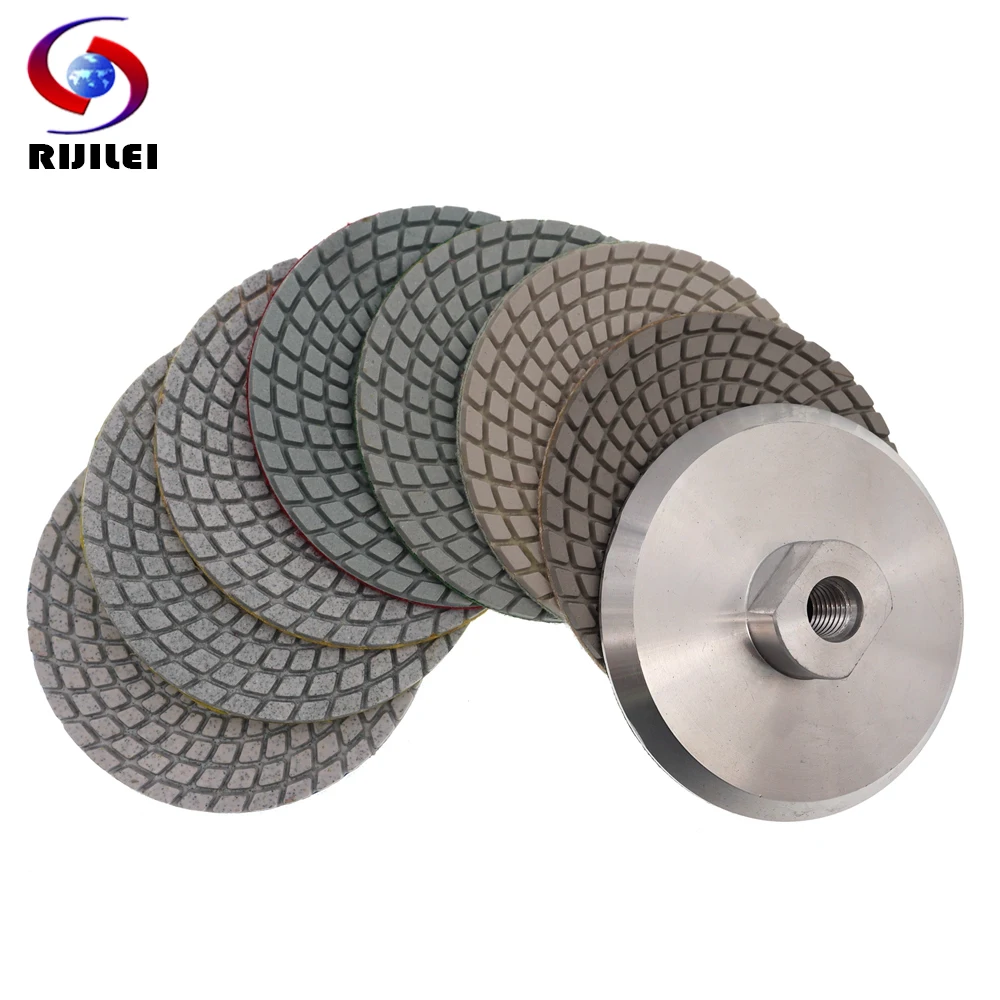 Polegada Diamante Molhado Polimento Almofada 100 mm Rodas de Moagem Flexíveis para Granito Pedra Mármore Branco Disco Lixamento Peças