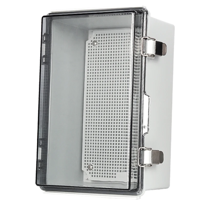 Junction Box IP67 Waterproof Electrical Box Hinged Clear Cover Stainless Steel Latch Plastic Enclosure Project Mounting Plate