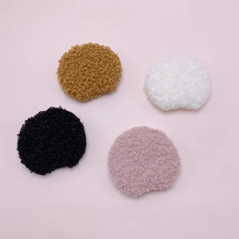30 Stück/Los 5,5*5cm Plüsch Zweiseitig Samt Runde Katzenohren Gepolsterte Applikationen DIY Handgemachte Kinder Haarspangen Zubehör – Detail 12