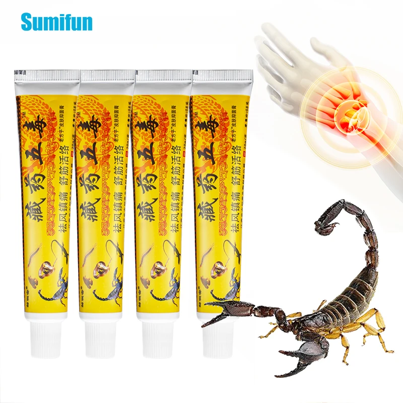 

4Pcs Scorpion Venom Pain Relief Ointment Muscle Back Herbal Analgesic Cream Arthritis Joint Oil Extract Knee Medical Plastry