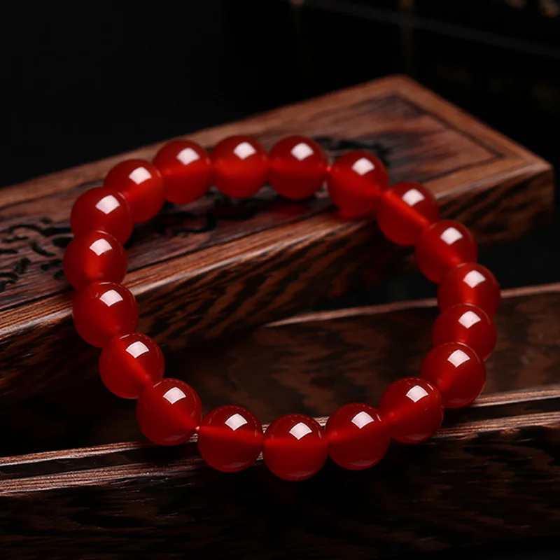 Feng Shui Gift 7A red  Agate Chalcedony Crystal Bracelet for man and women good Lucky Amulet Jewellery