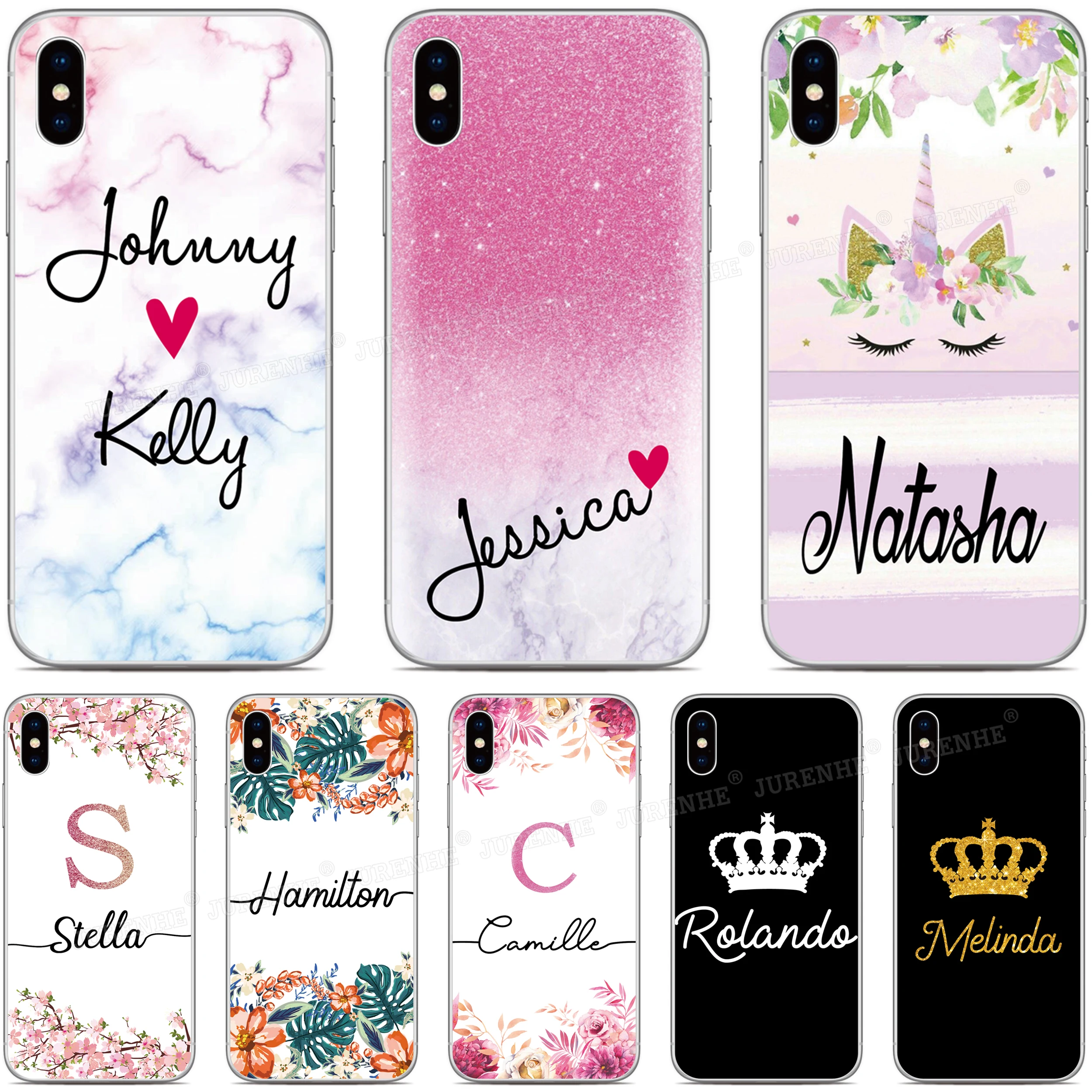 DIY Custom Name Phone Case For iPhones 13 12 Mini 11 Pro XS Max SE2 SE 2020 XR X 6 7 8 Plus iPod Touch 7 6 Customize Cover