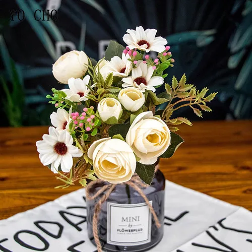 YO CHO ramos de novia pequeños, rosas de seda, ramo de flores, accesorios de boda, ramos de boda para decoración de damas de honor