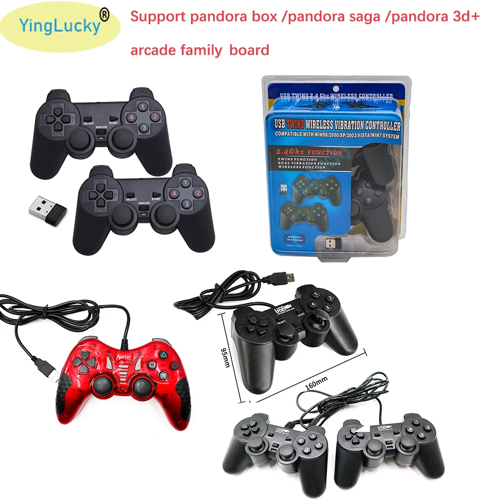 New Double Wired Wireless Joypad For Pandora Box 3D Pandora's DX Gaming Controller Arcade Board PC Computer USB Wireless Gamepad